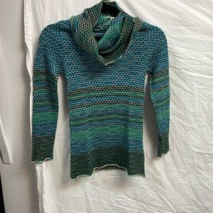 Missoni knit turtleneck sweater blue and green size xs
